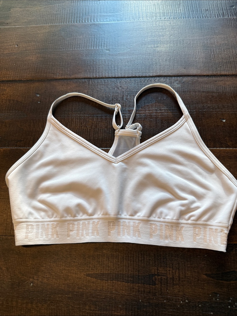 PINK Victoria's Secret White Logo Elastic Bralette